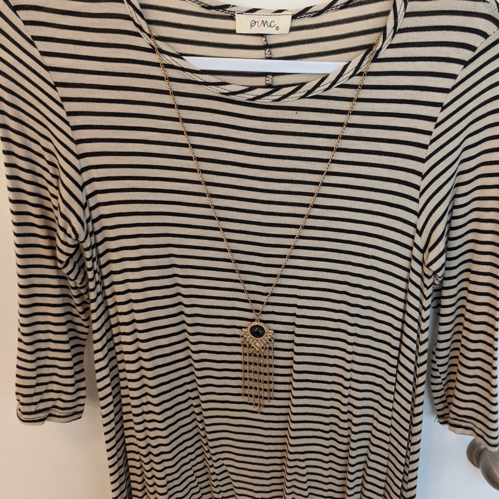 Cream and black stripe dress
